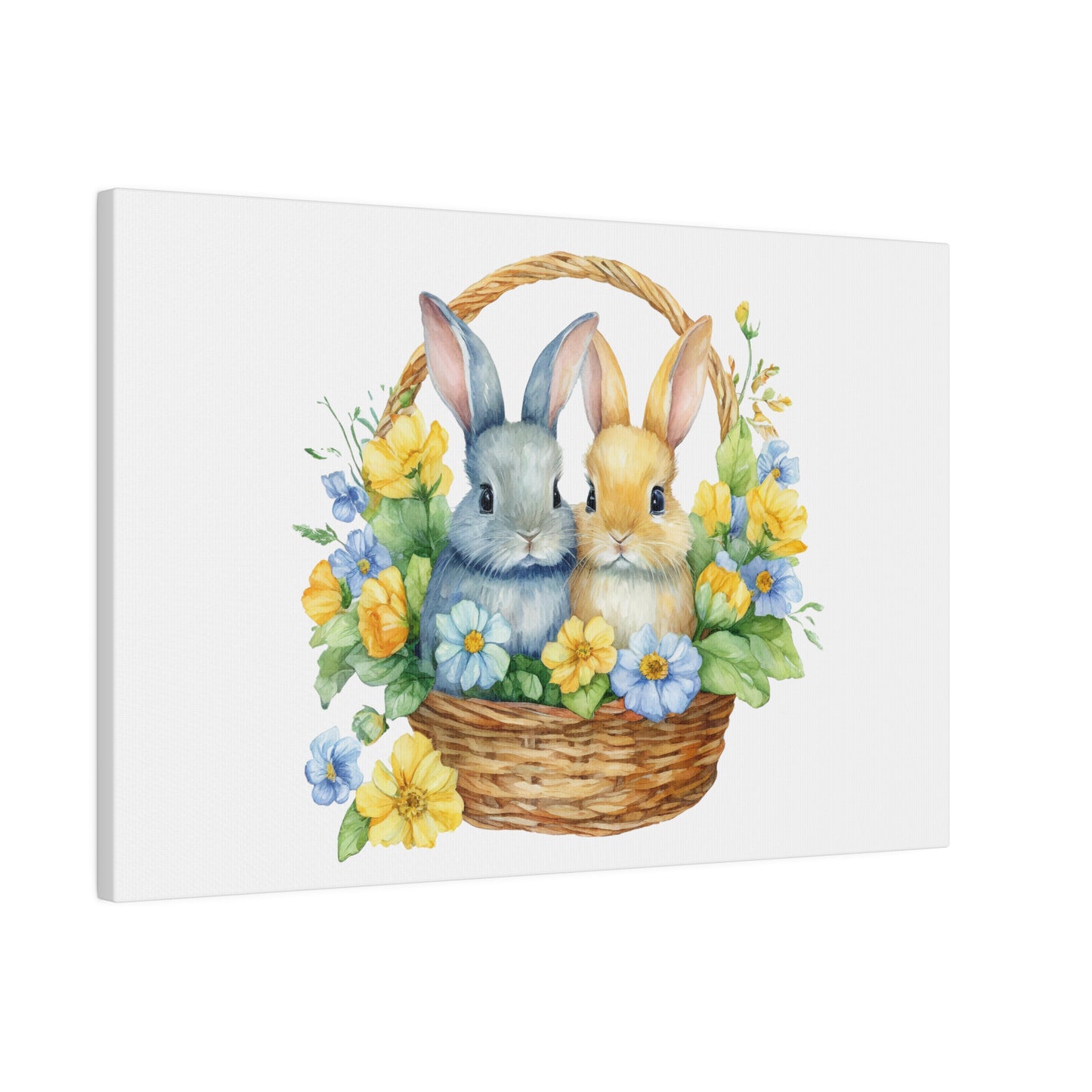 Orange and Blue Bunnies Matte Canvas, 0.75" Depth