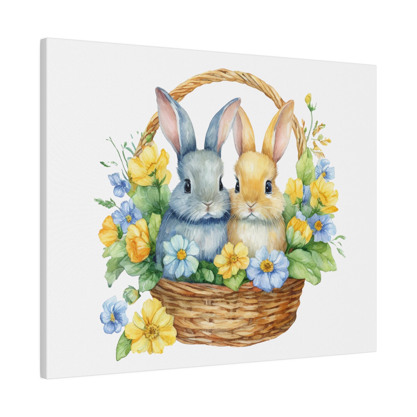 Orange and Blue Bunnies Matte Canvas, 0.75" Depth