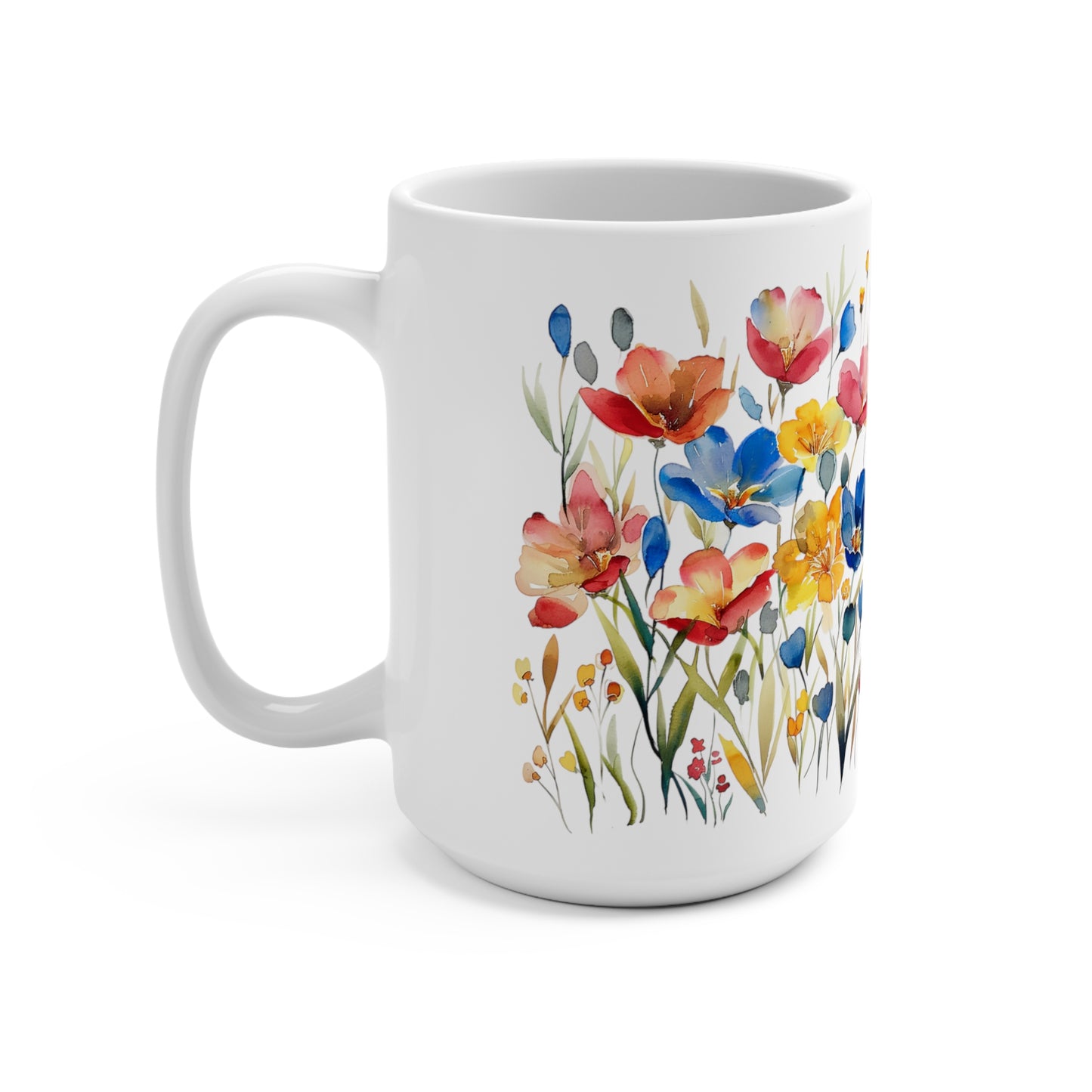 Spring Flower Latte Mug, 15oz