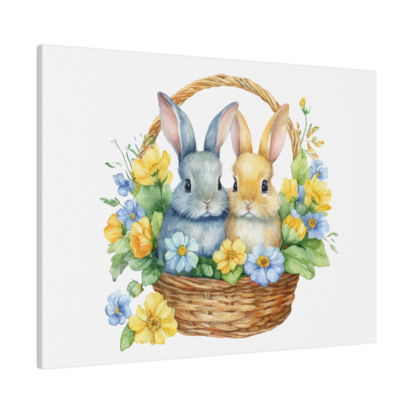 Orange and Blue Bunnies Matte Canvas, 0.75" Depth