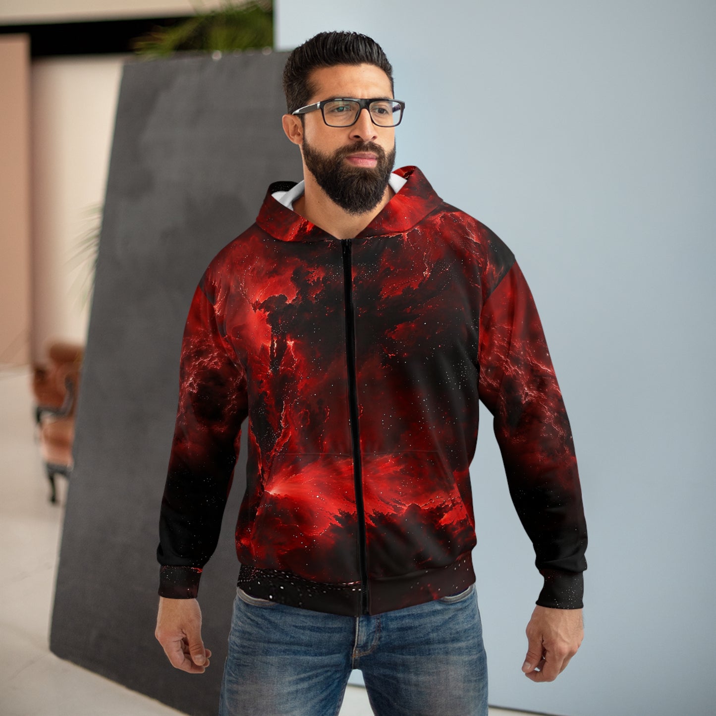 Red Nebula Zip-up Hoodie