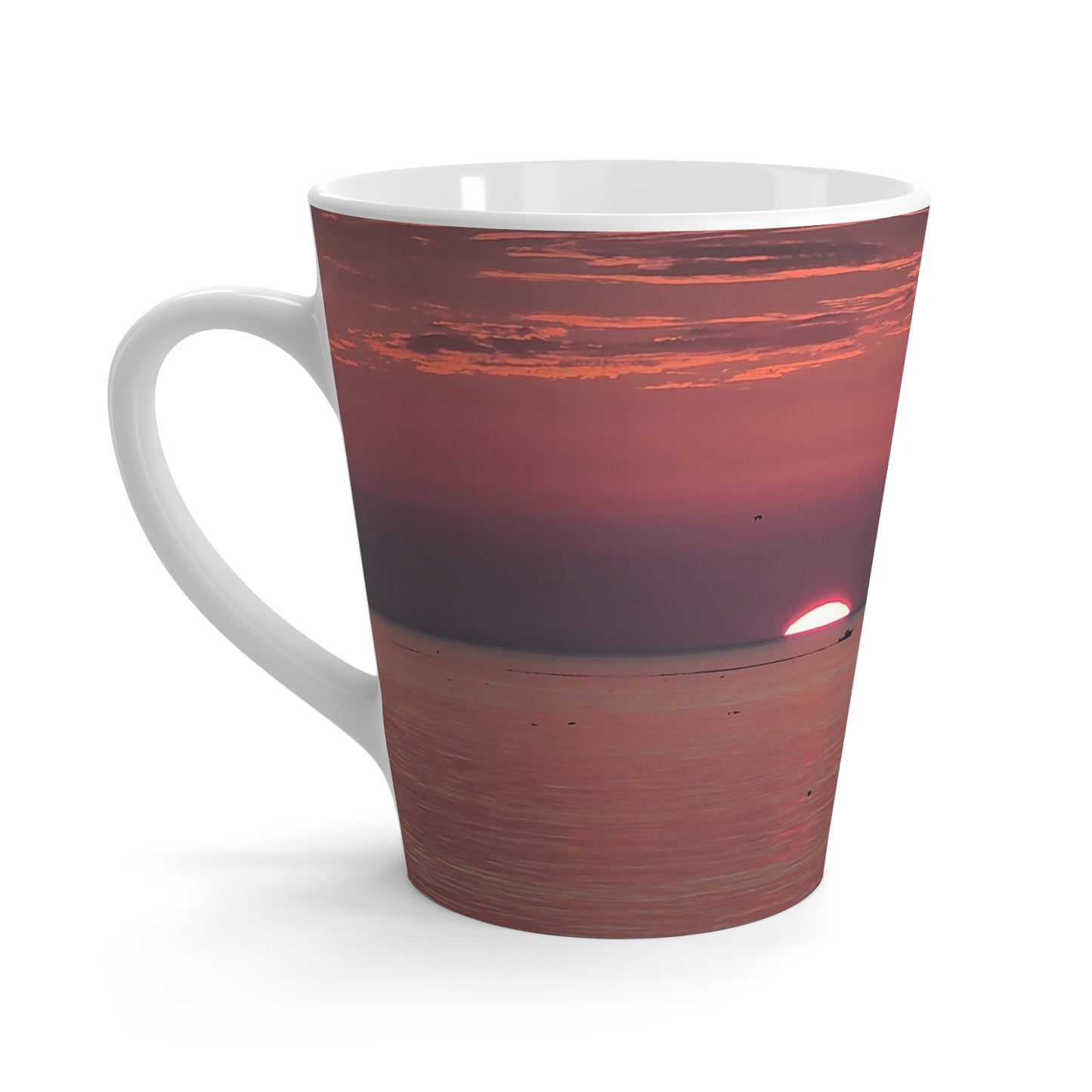 Boat During Sunrise Latte Mug, 12oz