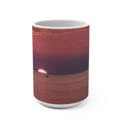 Boat During Sunrise Mug, 15oz