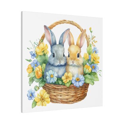 Orange and Blue Bunnies Matte Canvas, 0.75" Depth