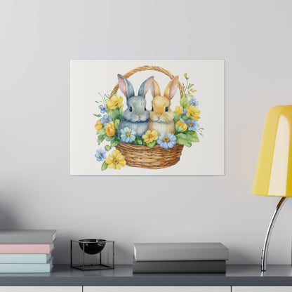 Orange and Blue Bunnies Matte Canvas, 0.75" Depth