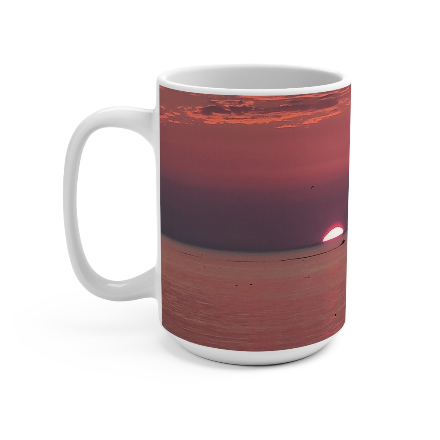 Boat During Sunrise Mug, 15oz