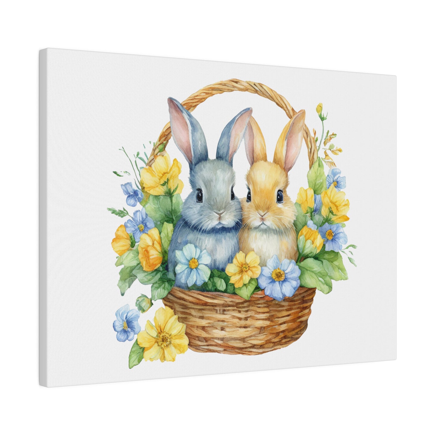 Orange and Blue Bunnies Matte Canvas, 0.75" Depth