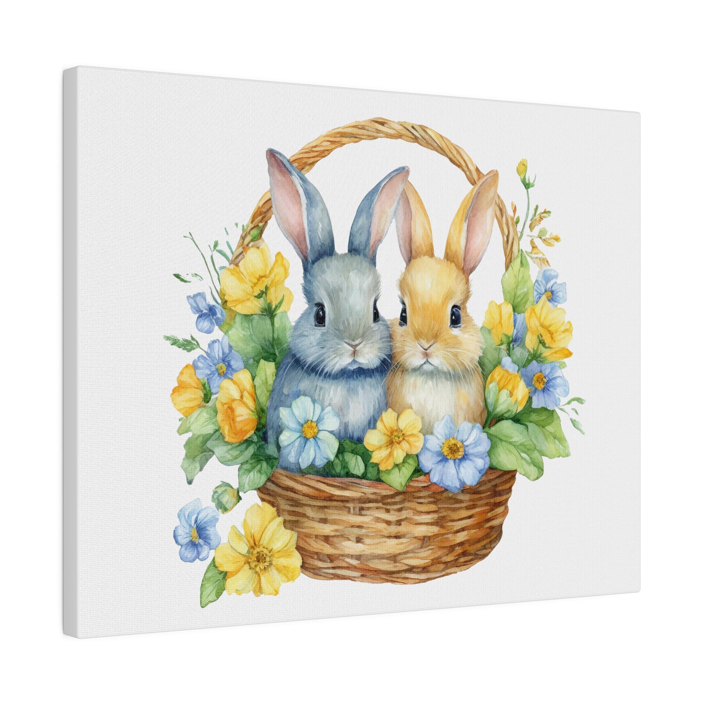 Orange and Blue Bunnies Matte Canvas, 0.75" Depth