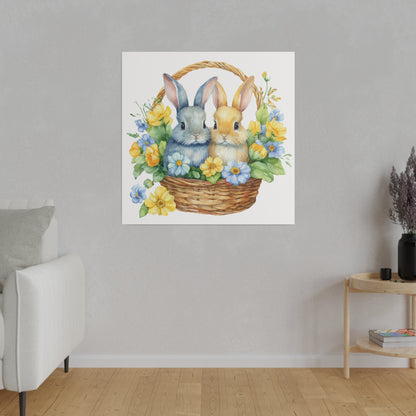 Orange and Blue Bunnies Matte Canvas, 0.75" Depth