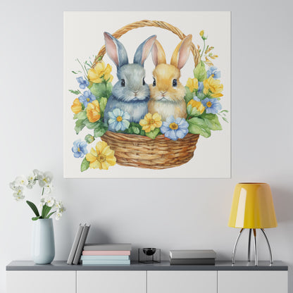 Orange and Blue Bunnies Matte Canvas, 0.75" Depth