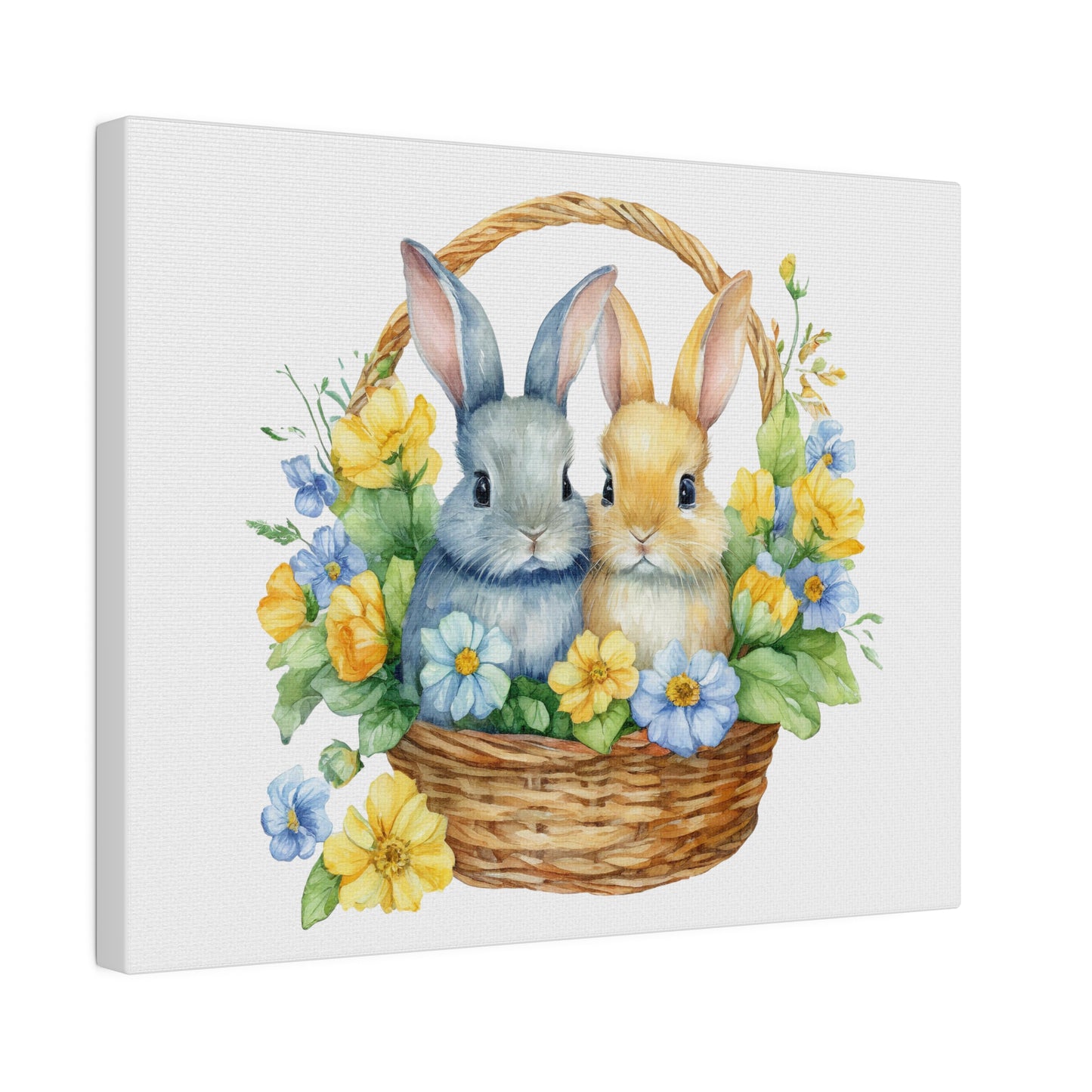 Orange and Blue Bunnies Matte Canvas, 0.75" Depth