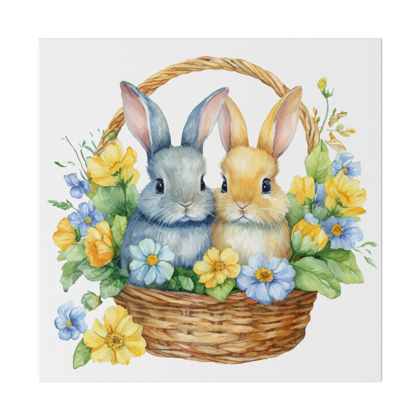 Orange and Blue Bunnies Matte Canvas, 0.75" Depth