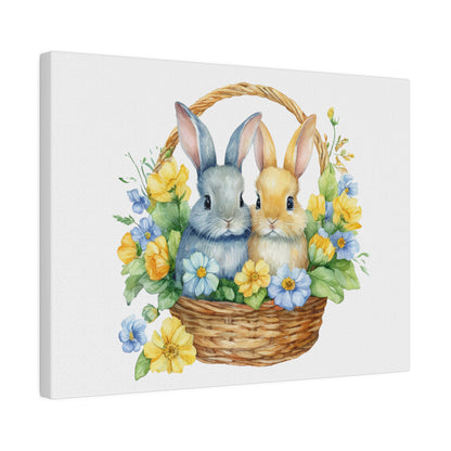 Orange and Blue Bunnies Matte Canvas, 0.75" Depth