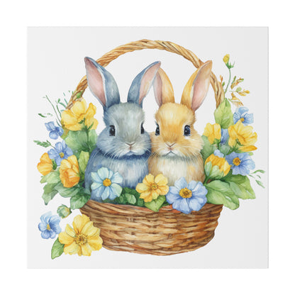 Orange and Blue Bunnies Matte Canvas, 0.75" Depth