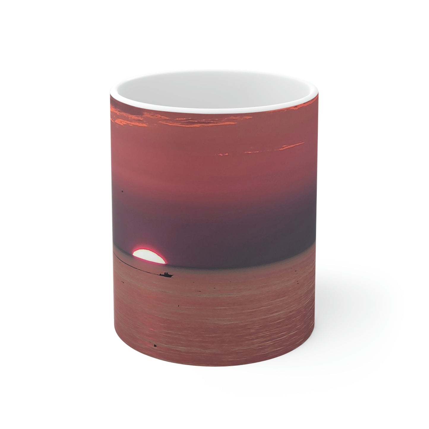 Boat During Sunrise Mug, 11oz